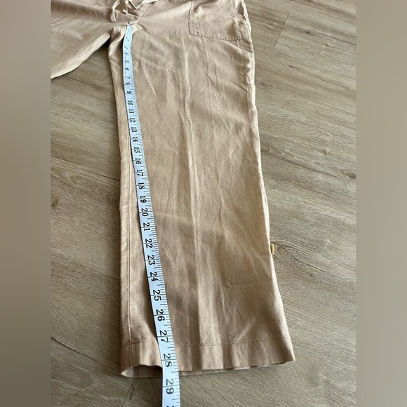 Talbots Linen Cotton Blend Straight leg Tan Roll Up Cuff Pants SZ 16 NWT - Picture 6 of 8